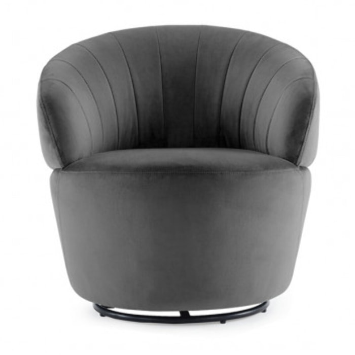 Fauteuil rond pivotant en velours - ROMANE