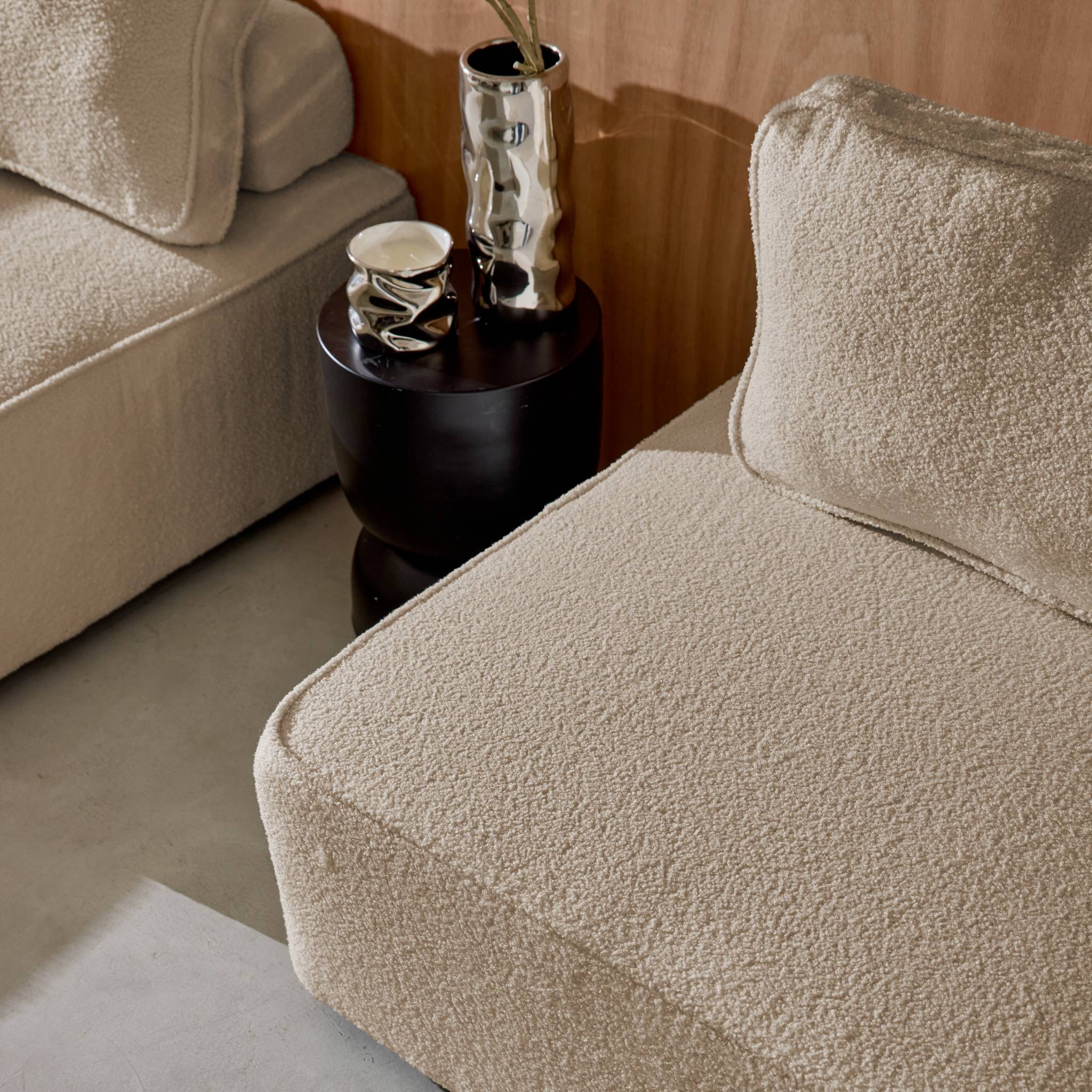 Ensemble chauffeuses pour canapé modulable 4 places bouclette beige - Bao