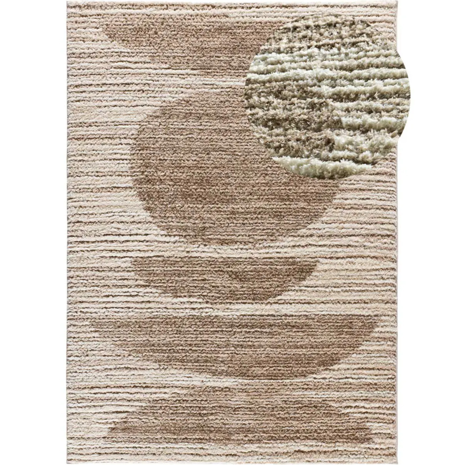 LIMA Alfombra shaggy estilo escandinavo con relieve beige, varias medidas disponibles