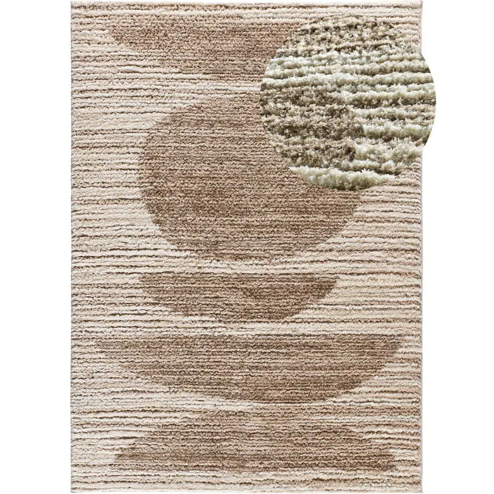 LIMA Alfombra shaggy estilo escandinavo con relieve beige, varias medidas disponibles