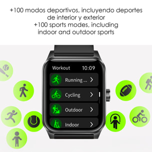Smartwatch Qx15 con schermo da 1,85". Chiamate Bluetooth, oltre 100 modalità sportive, monitoraggio della frequenza cardiaca e dell'ossigeno nel sangue.