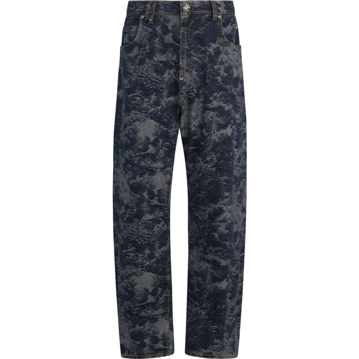 PHILIPP PLEIN Beach Boy Fit Jeans All-Over Skulls Skull