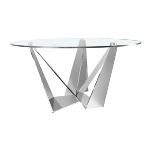 Mesa de Angel Cerda de cristal y acero 150x150x75cm
