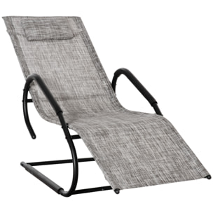 Tumbona de Jardín Ergonómica con Reposacabezas y Reposapiés 59,5x160x83 cm Gris