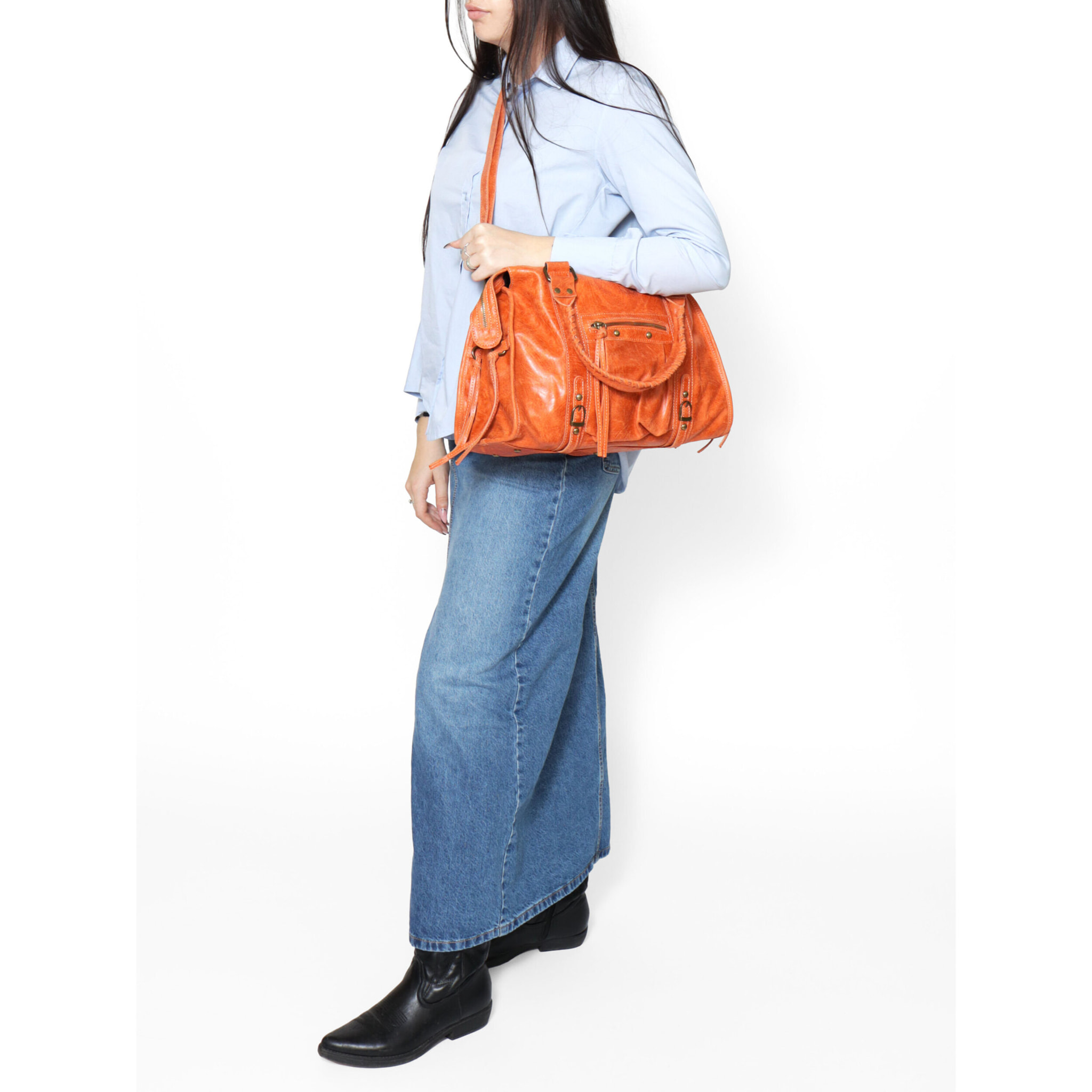 Borsa a spalla da donna - Modello Elara - Vera pelle - 41.0 x 28.0 x 13.0 cm