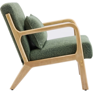 Fauteuil en bois et tissu bouclette - LANNA
