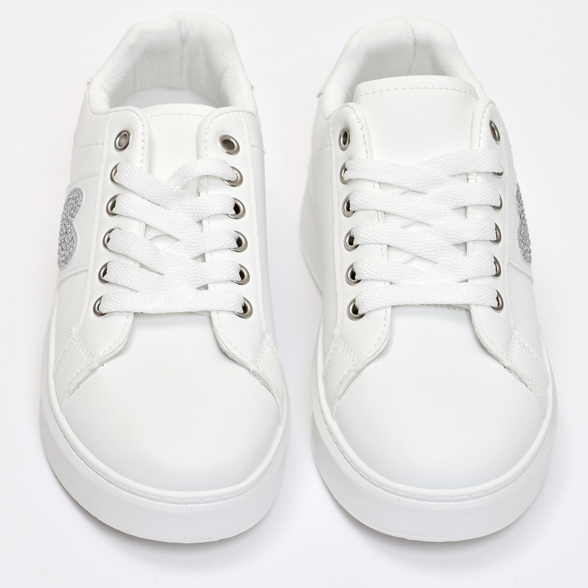 Sneakers in simil pelle con dettaglio strass