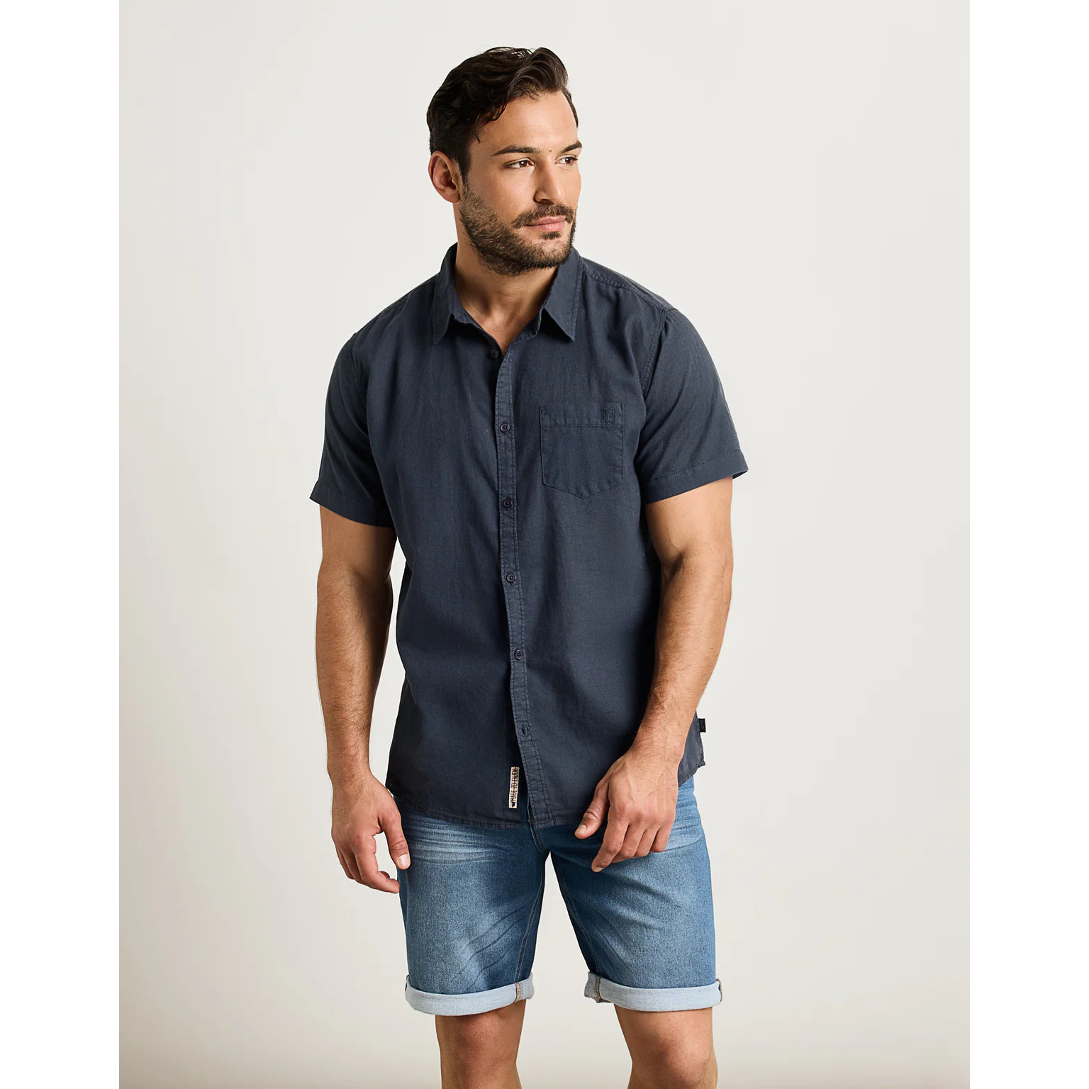 Camisa Manga Corta Azul Marino- Norla