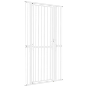 Barrière de sécurité chien L.77-104 x H.180cm acier sans perçage blanc