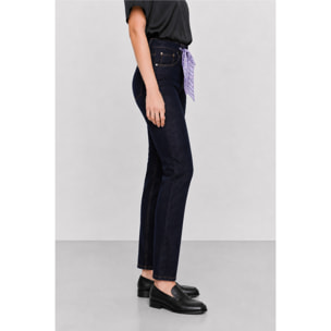 Kocca - Pantaloni in denim a vita alta con cintura a righe Donna