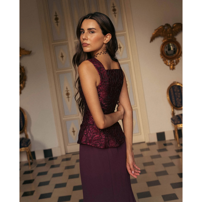 Top estilo corpiño de tirantes con brocado de mujer