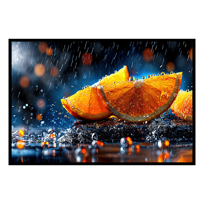 Affiche encadrée oranges sous la pluie Affiche + cadre en métal - Noir
