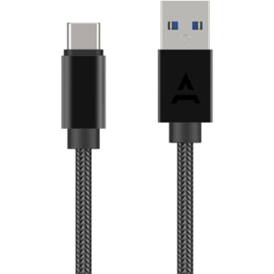 Câble USB C ADEQWAT vers USB noir 2m tressé