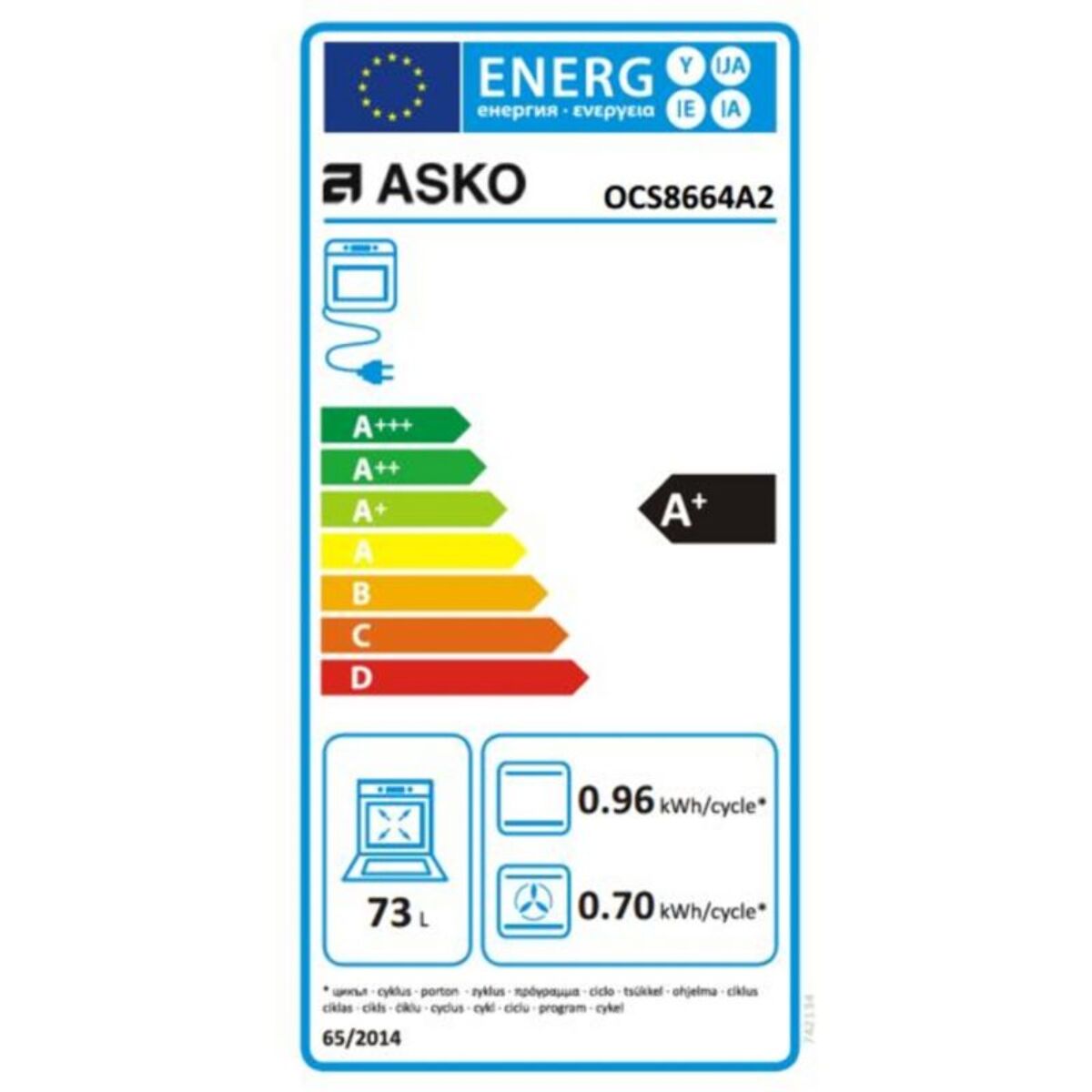 Four encastrable fonction vapeur ASKO OCS8664A2