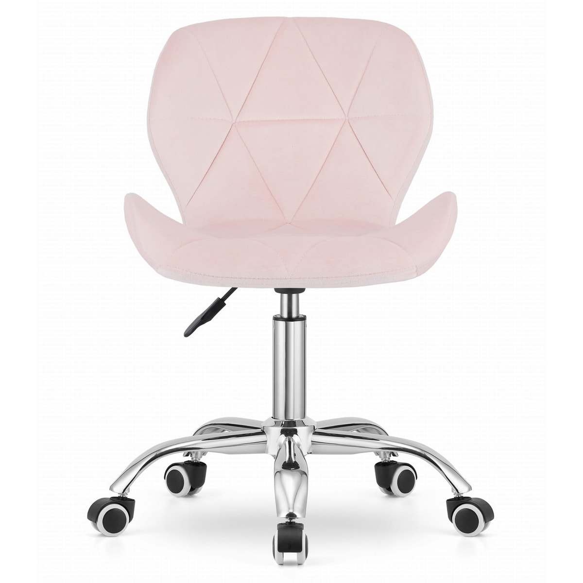 Sedia da ufficio girevole Avola in velluto rosa chiaro