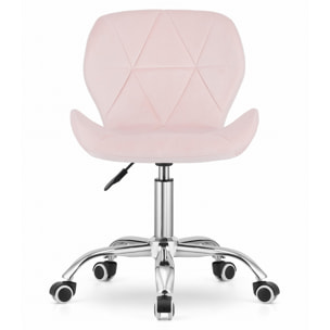 Sedia da ufficio girevole Avola in velluto rosa chiaro
