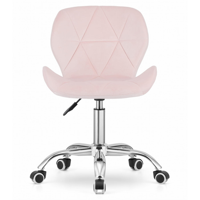 Sedia da ufficio girevole Avola in velluto rosa chiaro