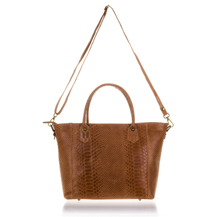 Imperia Borsa tote Donna.Pelle autentica Camoscio Stampa Serpente
