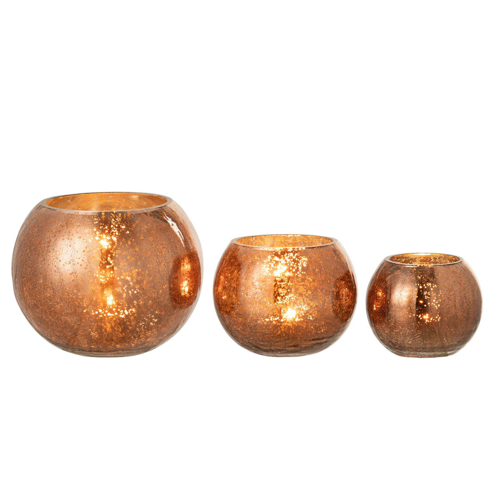 J-Line photophore Boule Craquele Effet Nacré - verre - marron - large