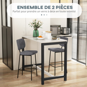 Lot de 2 tabourets de bar – Assise confortable – Dossier intégré
