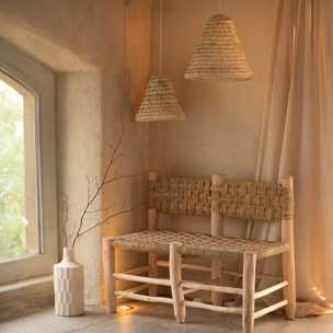 Abat-jour cône feuilles de palmier - Naturel