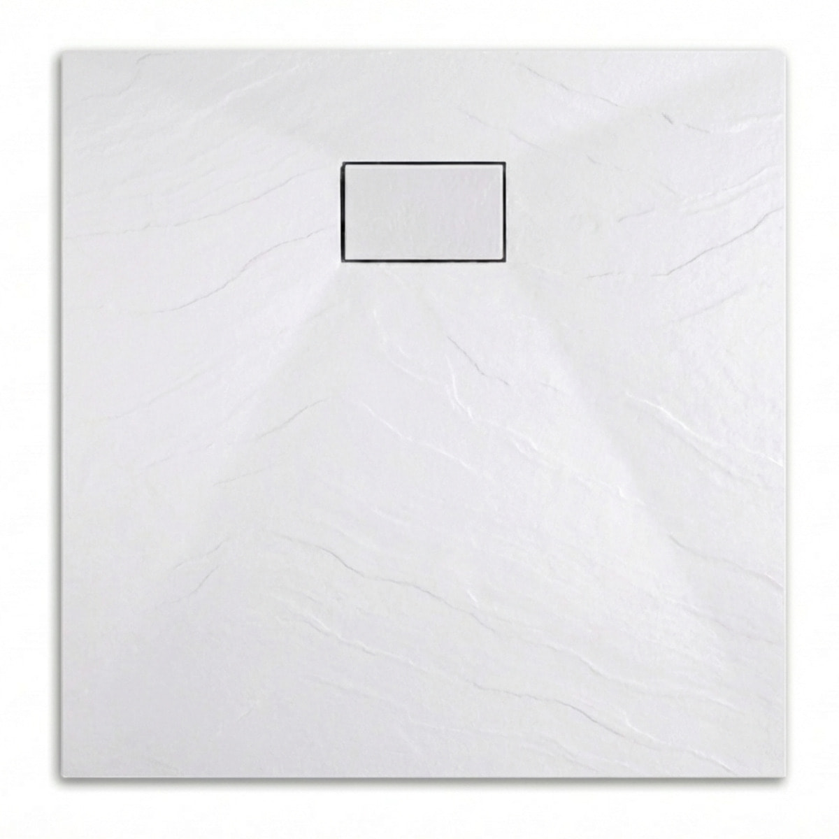 PixL 90x90 cm receveur de douche carré à poser BMC avec surface effet pierre, blanc (CERAPX9090W)