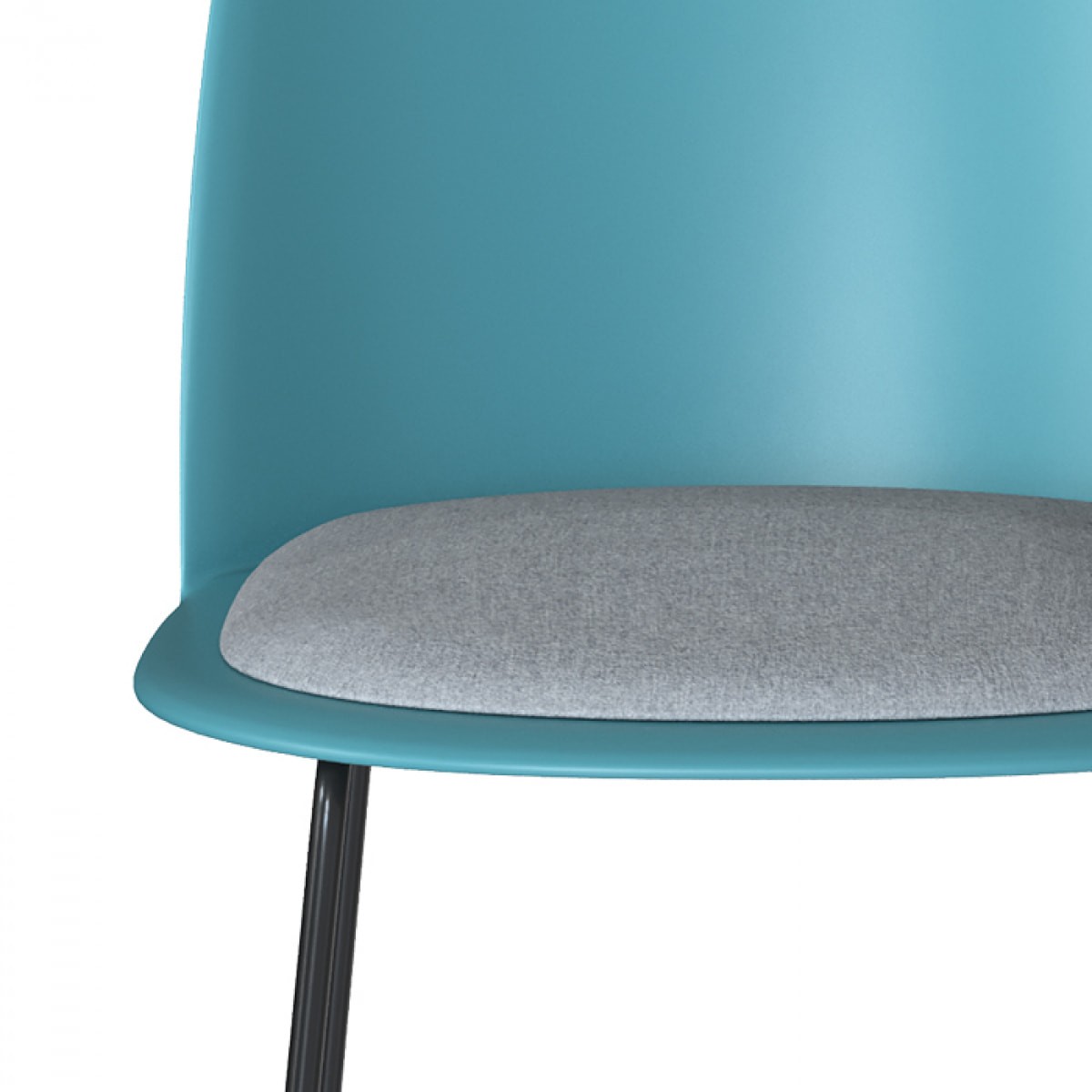 Lot de 2 chaises bleues en plastique, tissu gris et pieds en métal - Lulu