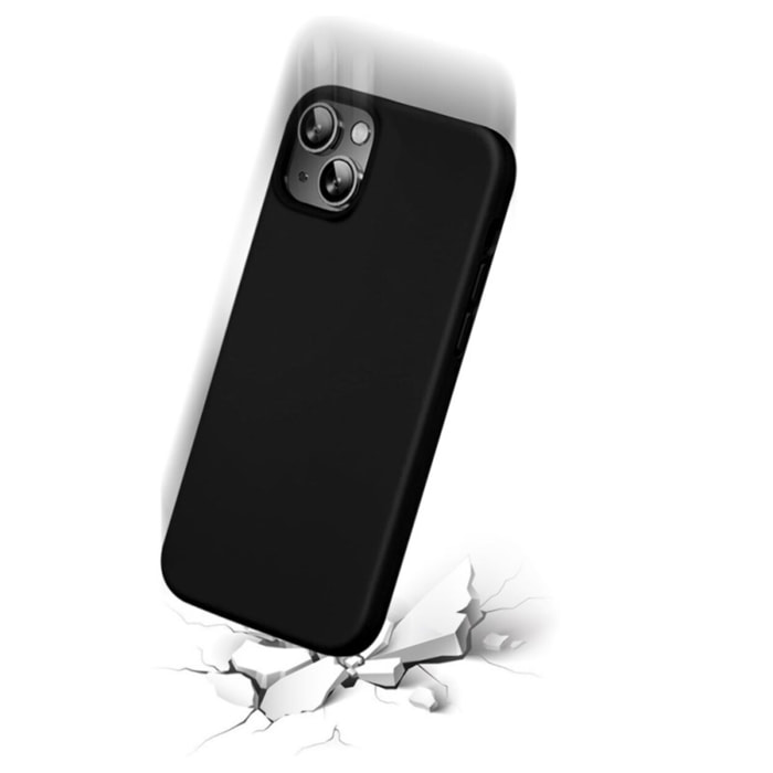 Lot de 2 Coques iPhone 13 Transparente et Noire Antichoc Silicone + 2 Vitres en verre trempé Protection écran