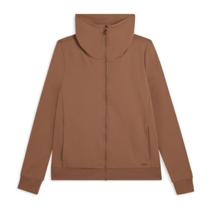 Felpa donna full-zip con collo alto e inserti micro-trecce