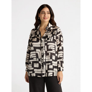 Fiorella Rubino - Camicia con stampa bianca e nera - Nero