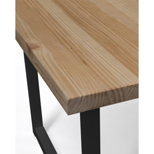 Table basse en bois massif ton chêne foncé avec pieds en fer noir 40x100cm Hauteur: 40 Longueur: 100 Largeur: 60