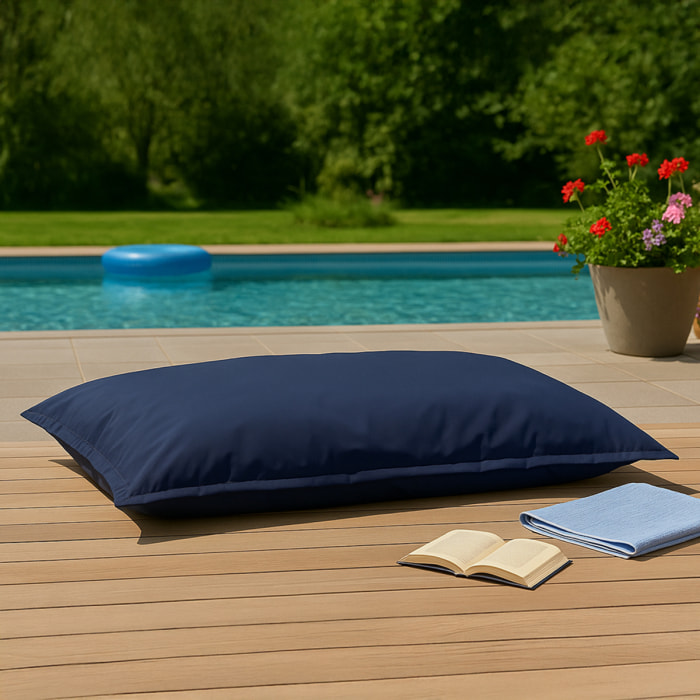 Pouf rectangulaire d'extérieur XXL 180x140cm bleu marine THIES