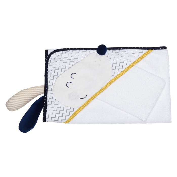 Cape de Bain et Gant 75x75cm en coton blanc