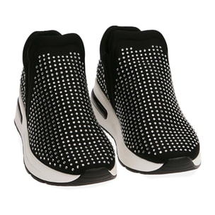 Slip-on nero/bianco in lycra con strass