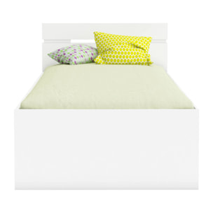 Letto singolo Zone, Sommier per camera da letto, Giroletto per stanza, Struttura porta materasso, 200x90 h74 cm, Bianco opaco