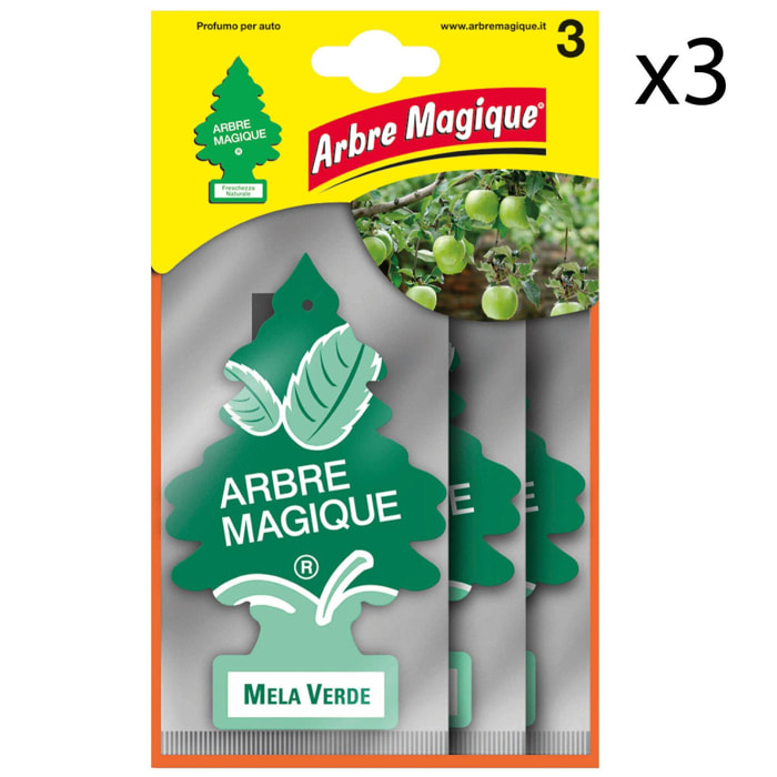 3x Arbre Magique Fruit Profumatore Solido per Auto Fragranza Mela Verde