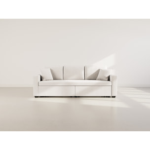 Cyrus - Canapé droit 3 places convertible en velours côtelé - Beige