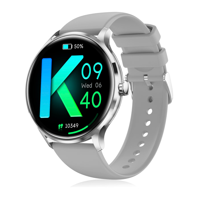 Smartwatch QS80 con chiamate BT, notifiche push. Monitor per lo sport e la salute, termometro.