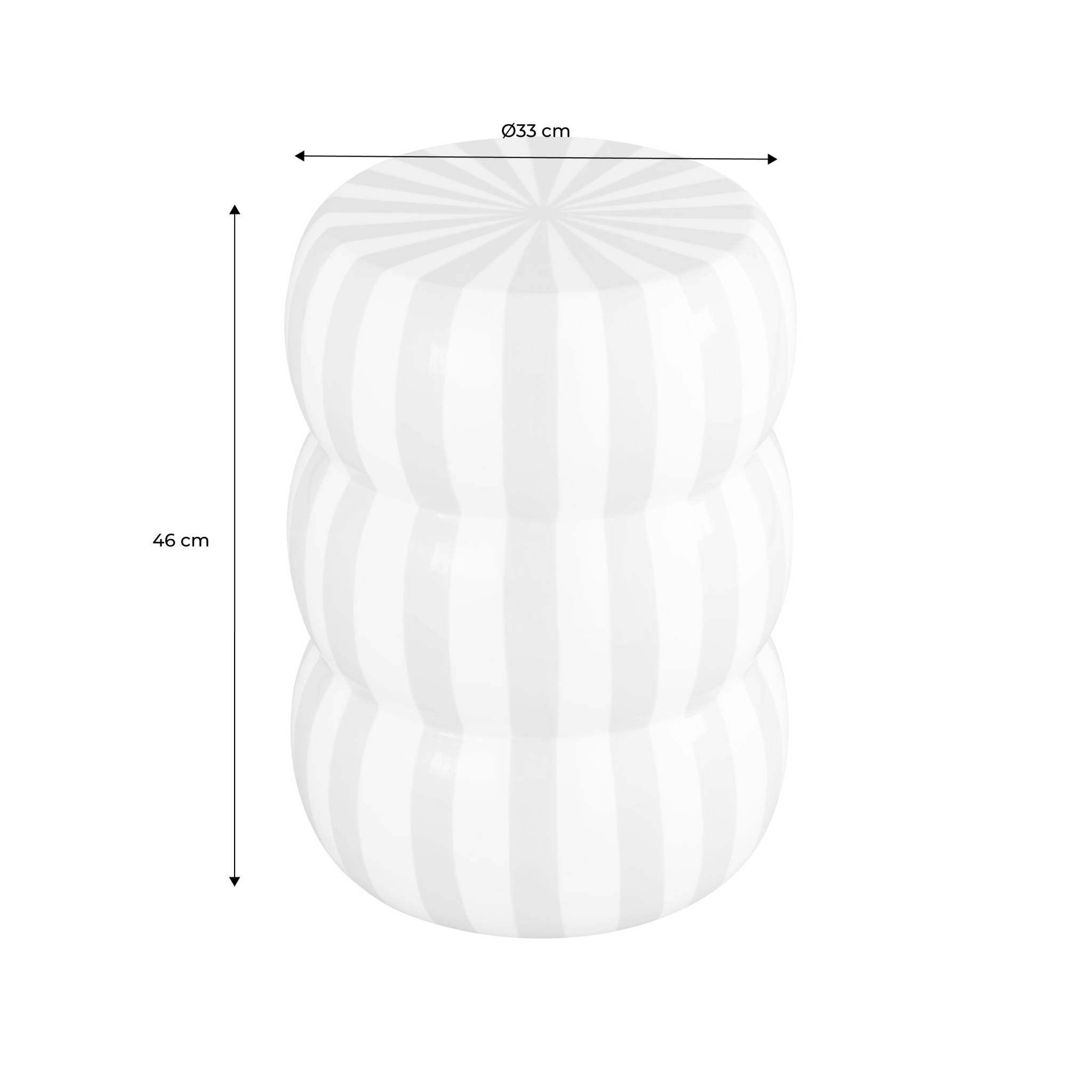 Table d'appoint. bout de canapé. table de chevet acier émaillé beige et blanc Ø33x H 46cm - Loli