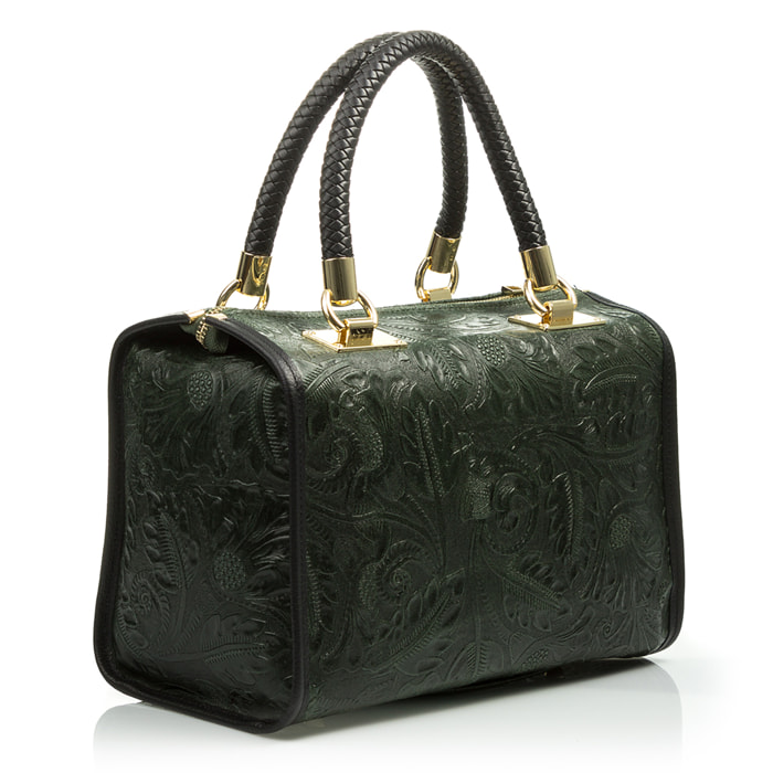 Catena Borsa tote Donna.Pelle autentica Camoscio Inciso Arabesco