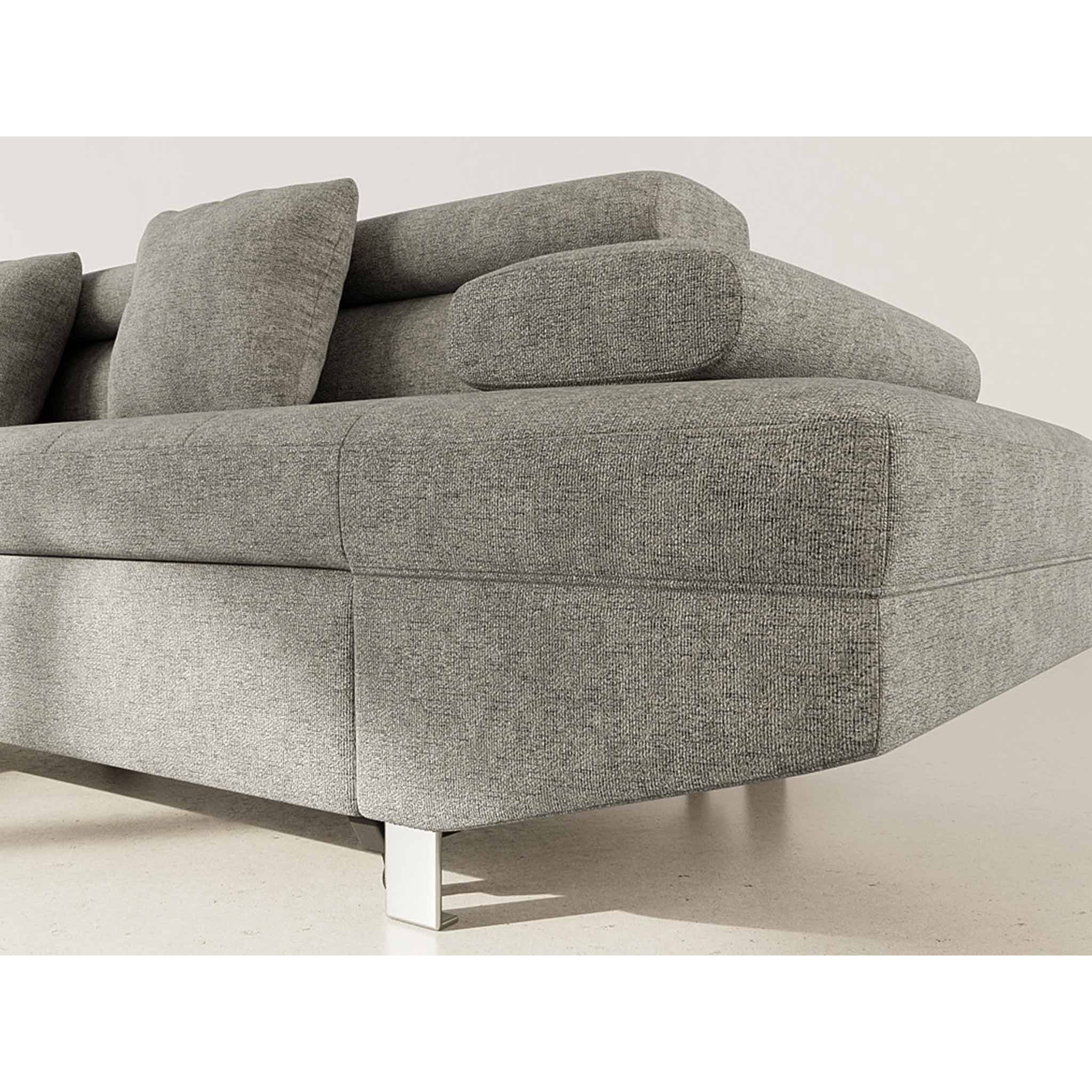 Margaux - Canapé d'angle gauche 5 places convertible avec coffre et têtières réglables en velours texturé - Vert