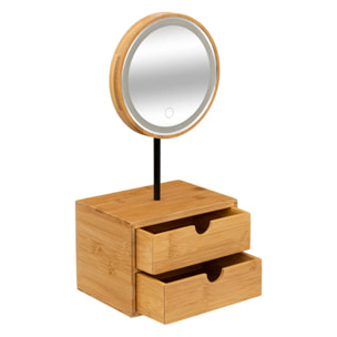 Miroir organiseur à led 16 cm Bambou