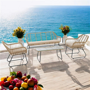 Salon de jardin en résine tressée façon rotin IBIZA