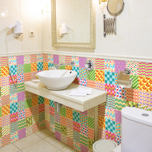 Stickers muraux - Sticker Mural Carrelage adhésif Cuisine Salle de Bain - 60 STICKERS CARRELAGES AZULEJOS GRACIANA