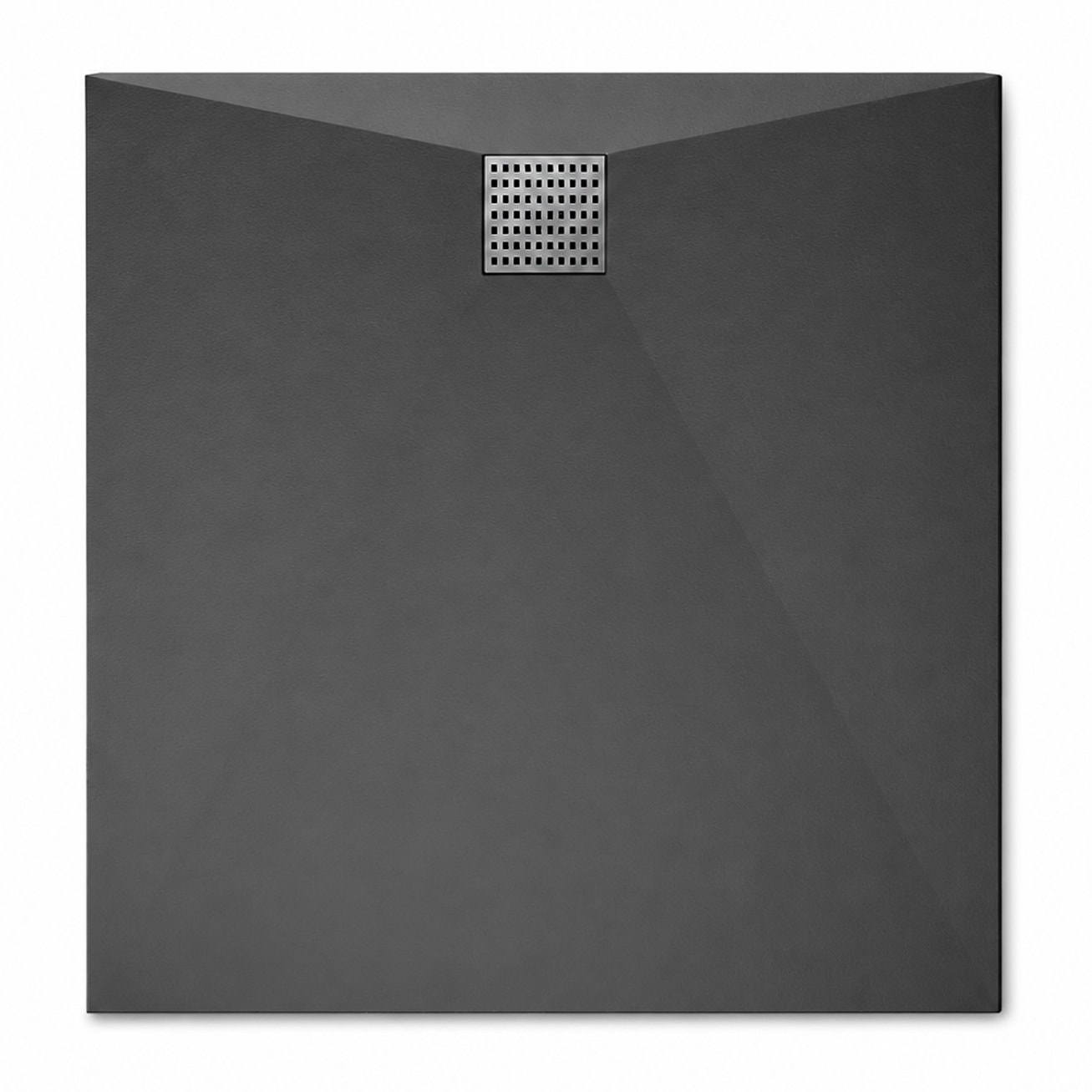 Receveur de douche Noir Effet Pierre 90x90 cm et Grille décor Perforée en Inox