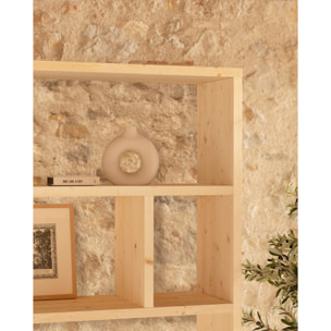 Estantería de madera maciza tono natural de 180x140cm Alto: 180 Largo: 140 Ancho: 35