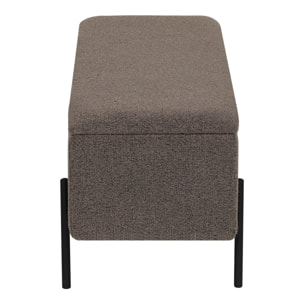 Watford - Panca contenitore in bouclé marrone con gambe in metallo nero 95x36,5x43 cm