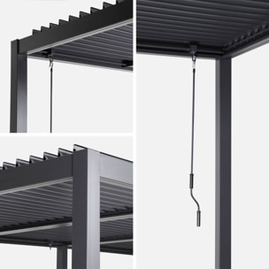 Pergola bioclimatique anthracite. aluminium et acier. 3x6m. lames orientables