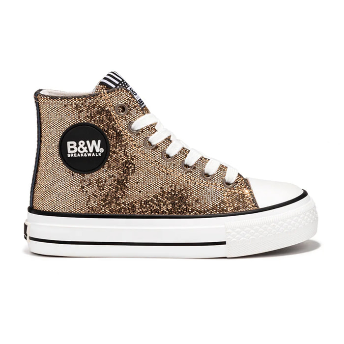 Zapatillas Altas de Niña Glitter Oro B&W