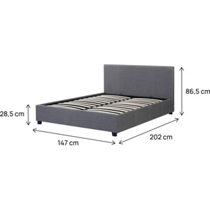 Lit double avec coffre "Carla" - 140 x 190 - Gris